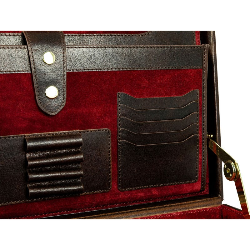 Leather Attaché Case Briefcase - The Golden Bowl