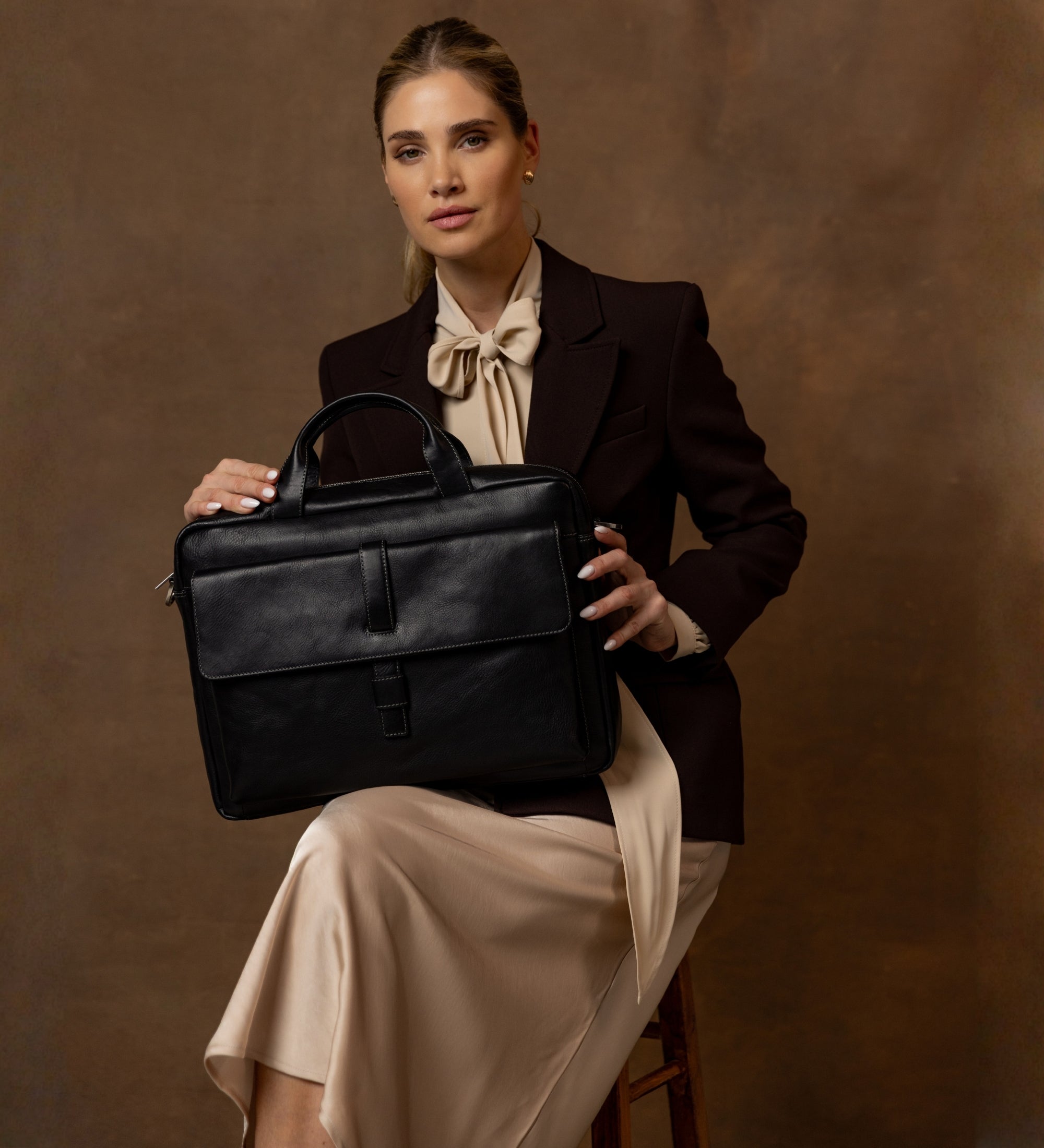 Large Leather Briefcase Laptop Bag for Women - The Chateau
