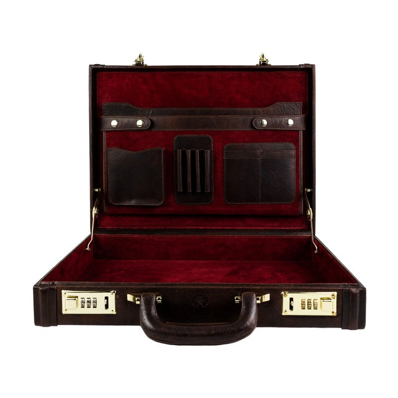 Leather Attaché Case Briefcase - The Rainbow Briefcase Time Resistance