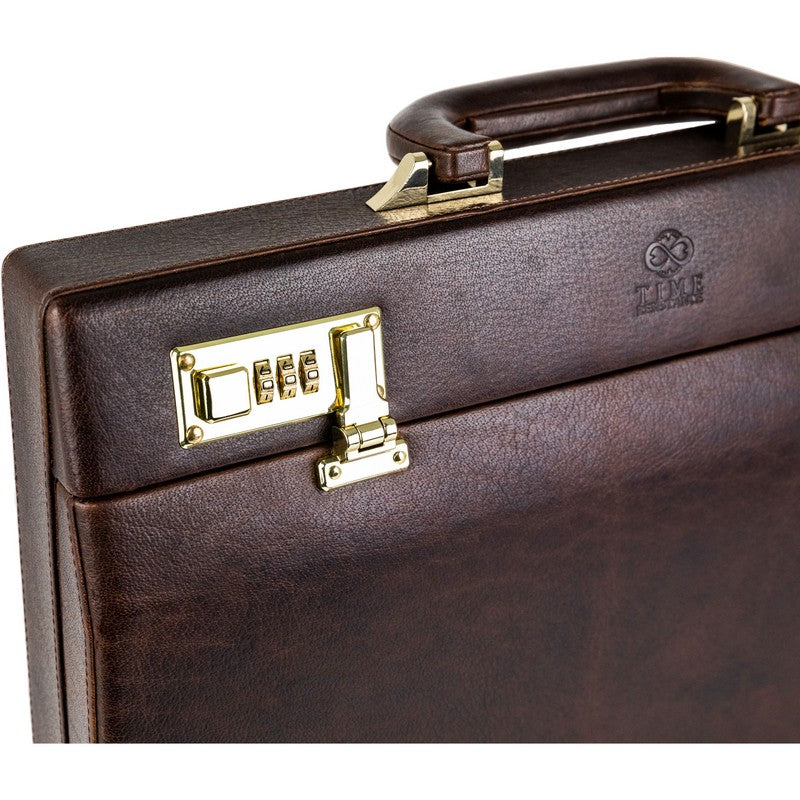 Leather Attaché Case Briefcase - The Golden Bowl