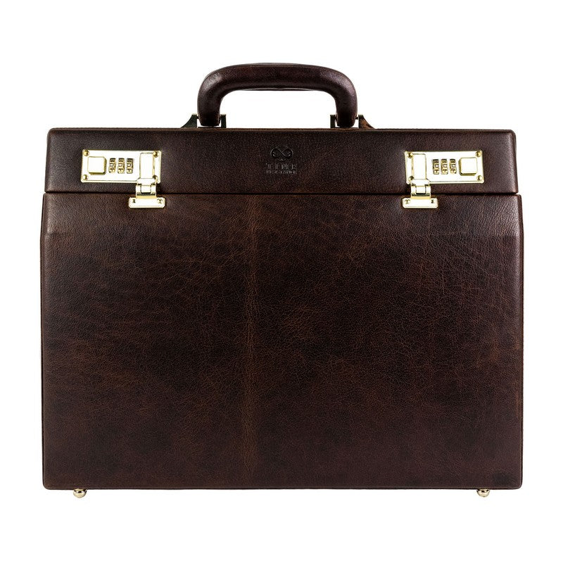 Leather Attaché Case Briefcase - The Golden Bowl