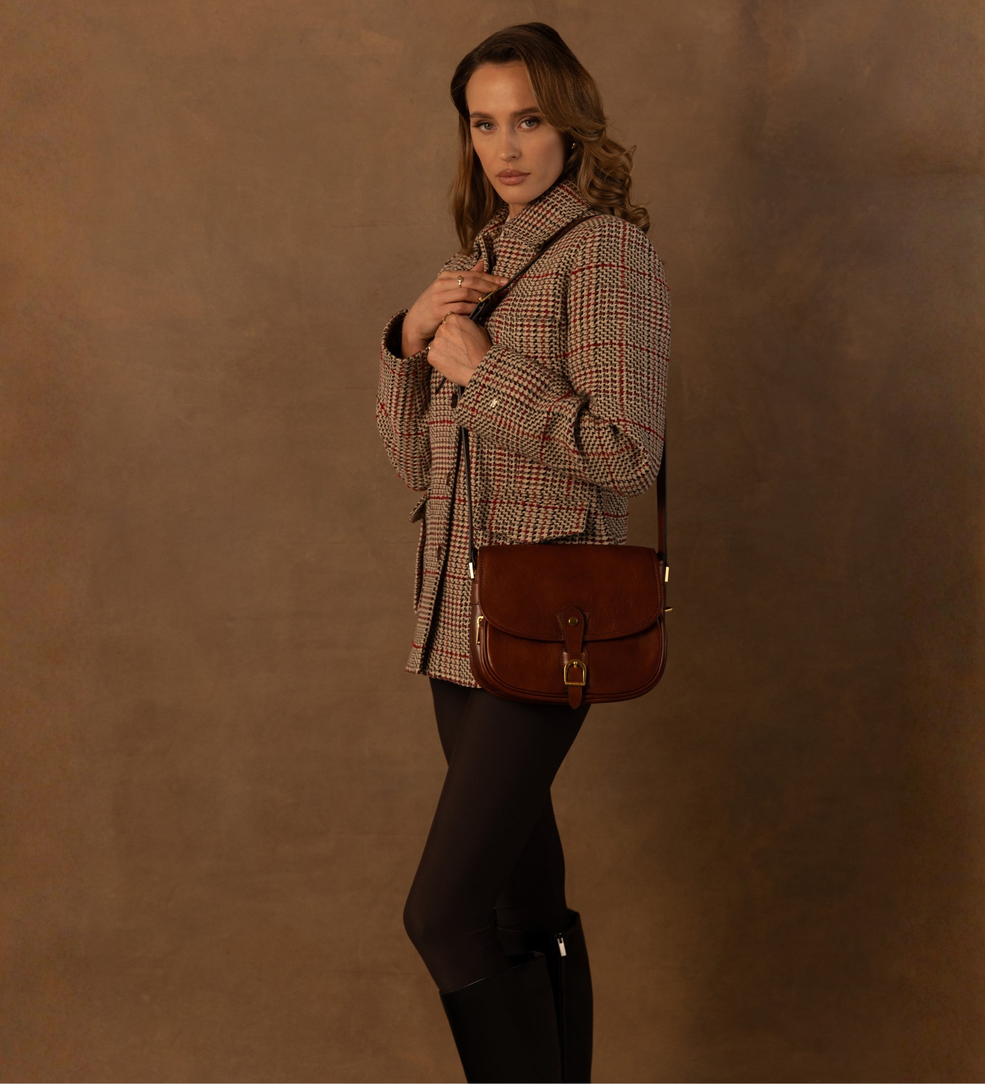 Womens Leather Saddle Bag - Women In Love