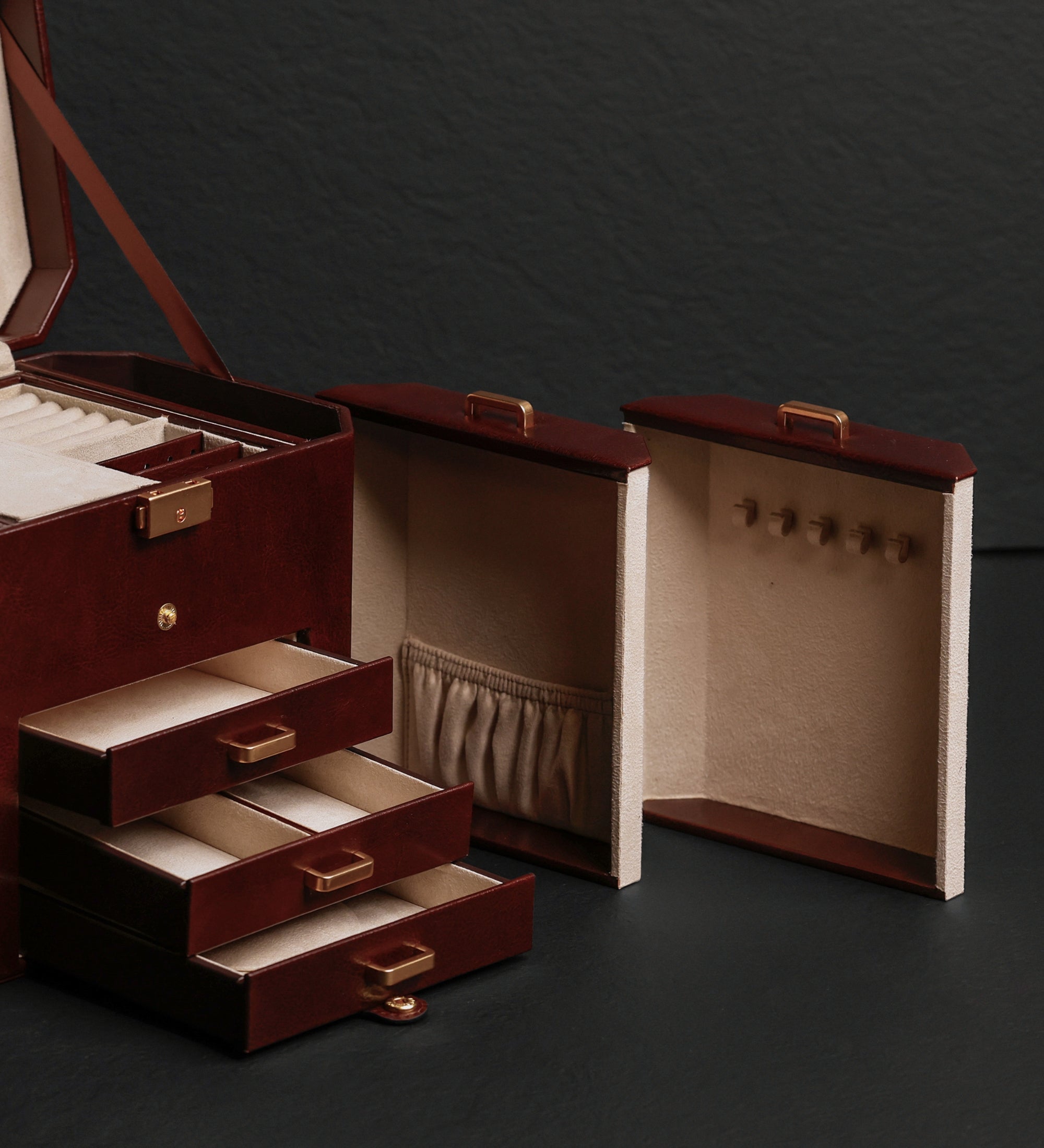 Large Leather Jewelry Box for Women - A Handful of Dust