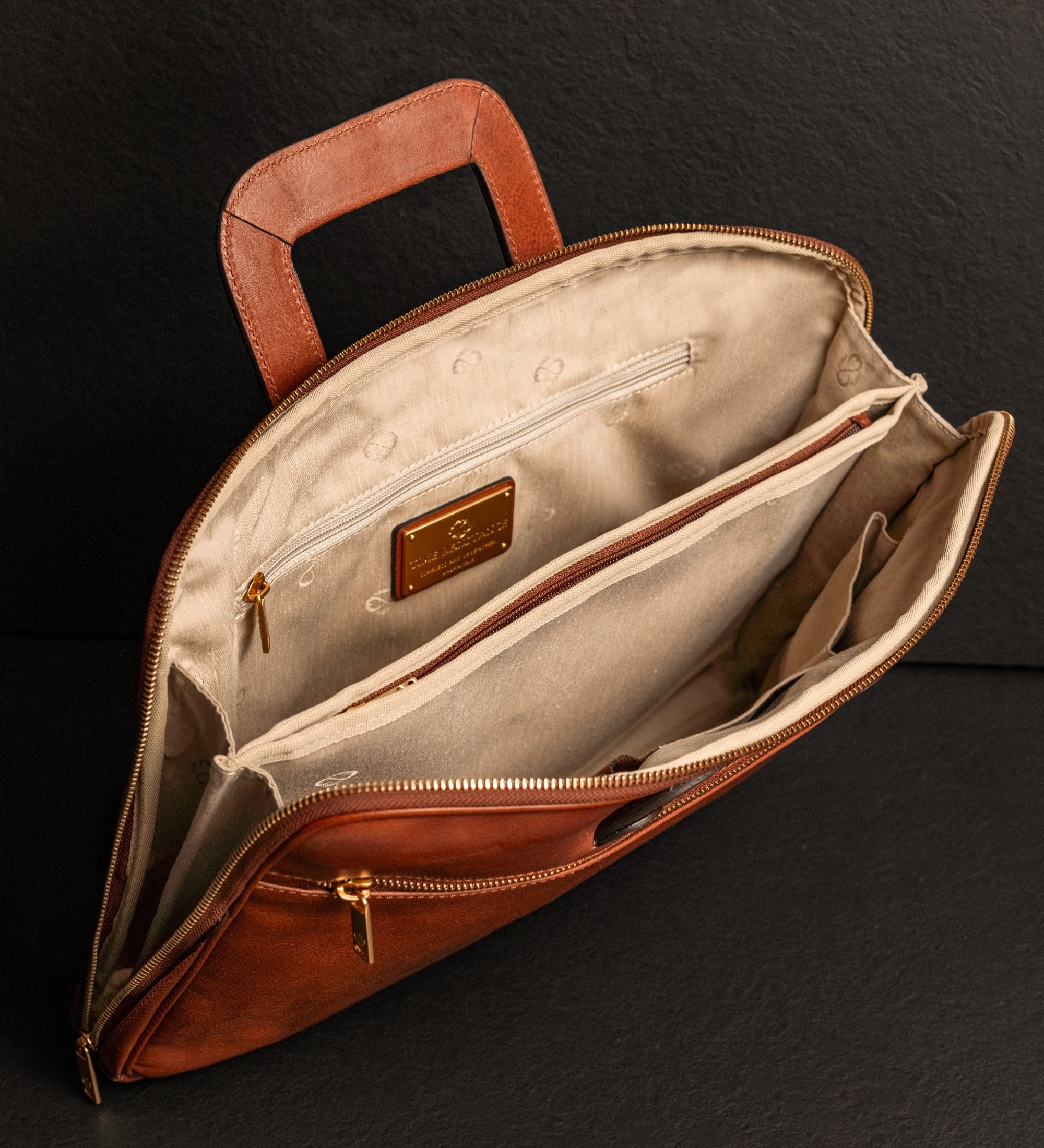 Leather Briefcase Laptop Bag - Brave New World