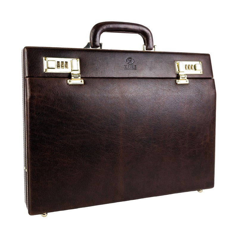 Leather Attaché Case Briefcase - The Golden Bowl