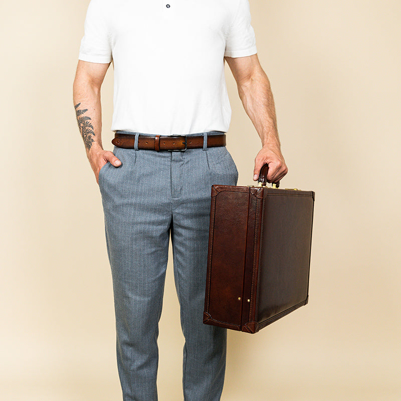Large Leather Attaché Case Briefcase - Lord Jim