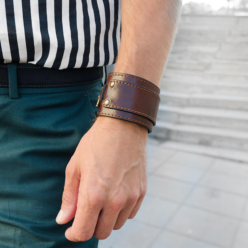 Double Strap Leather Bracelet for Men - The Moviegoer