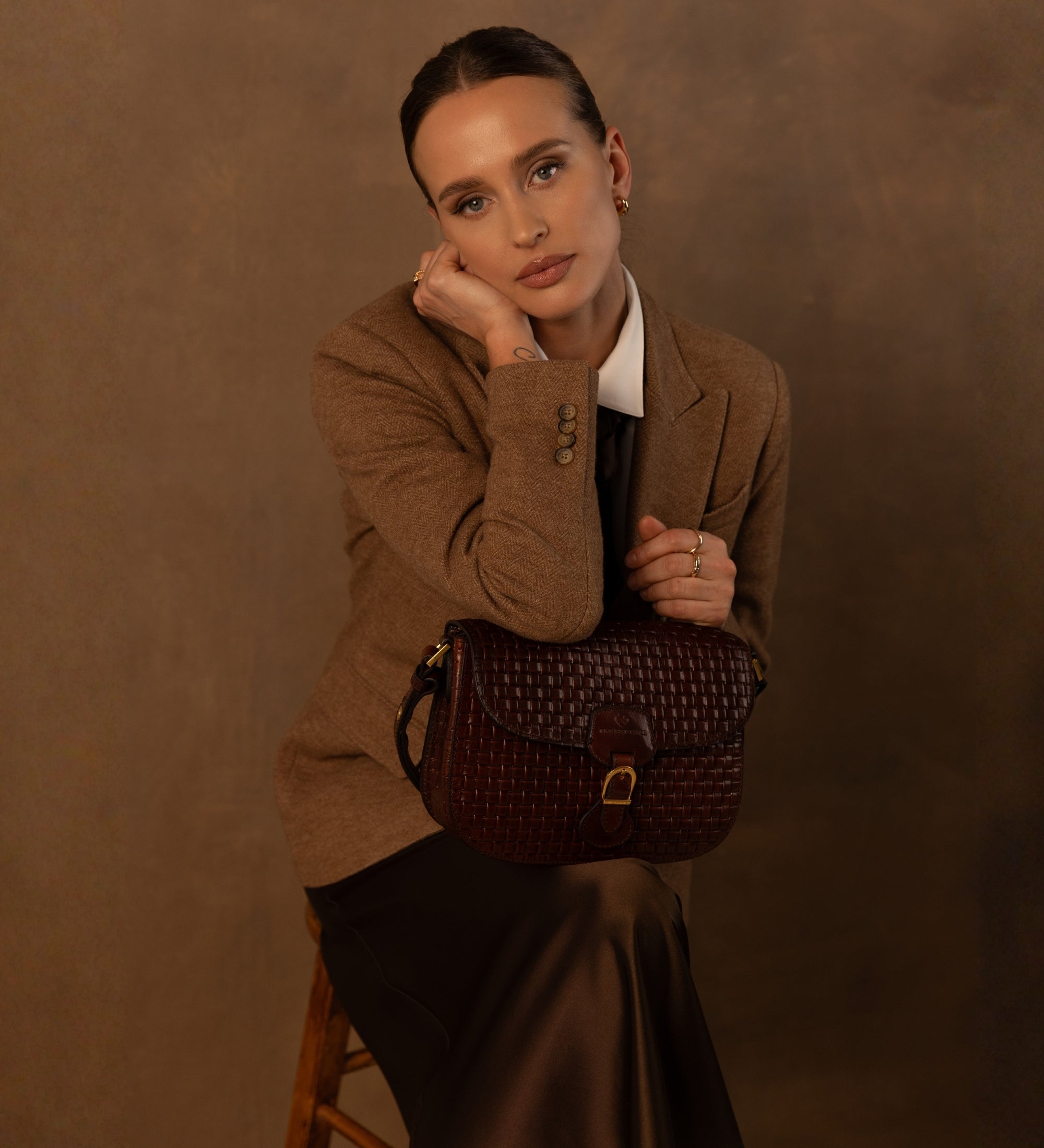 Womens Leather Saddle Bag - Romola