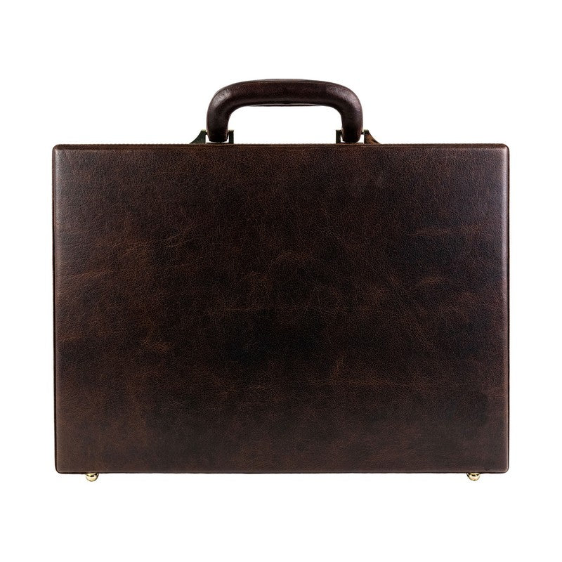 Leather Attaché Case Briefcase - The Golden Bowl