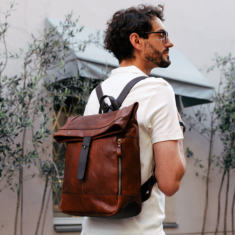 Leather Roll-Top Backpack - The Secret History Backpack Time Resistance