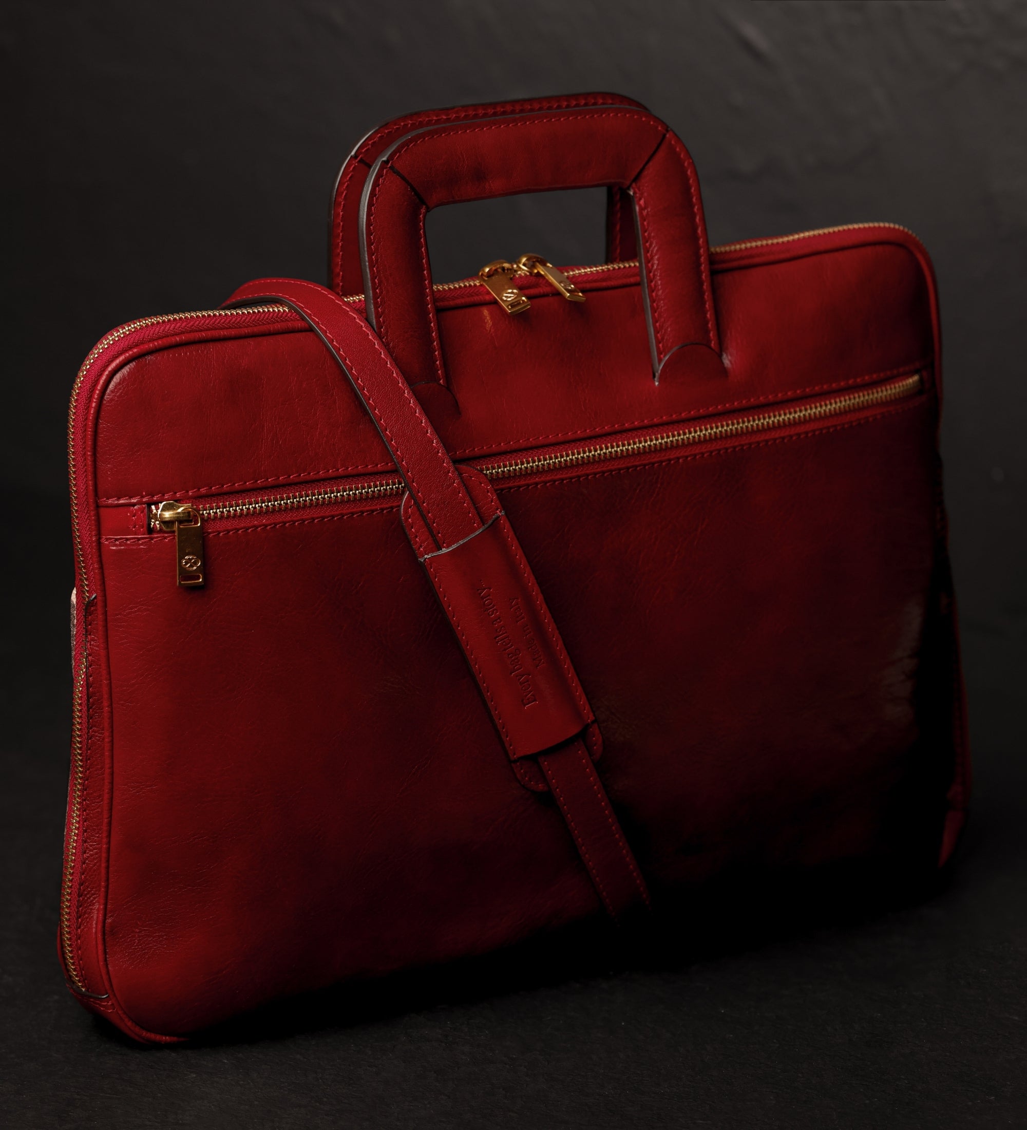 Leather Briefcase Laptop Bag - Brave New World
