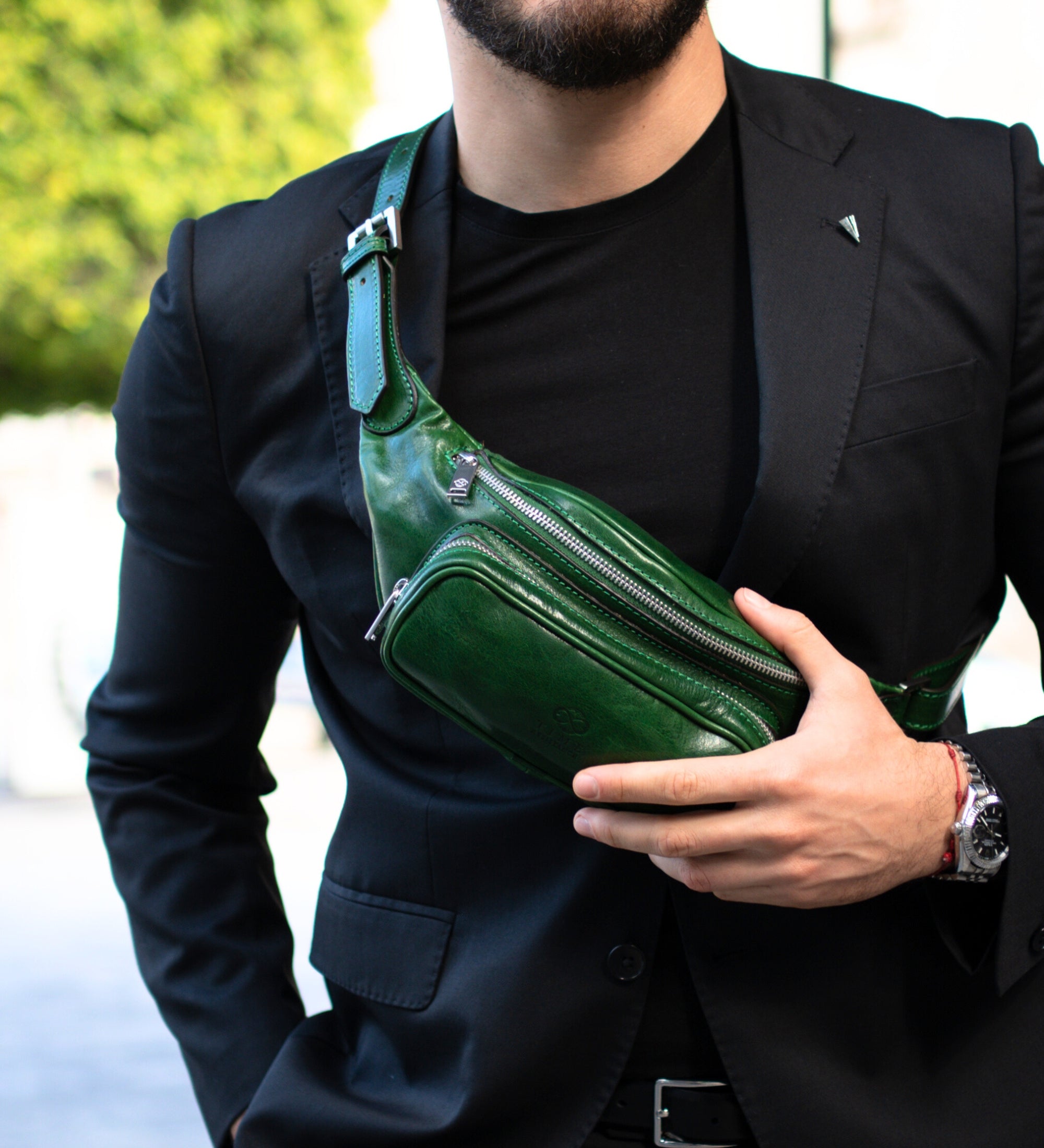 Leather Sling Bag Belly Bag - Independent People