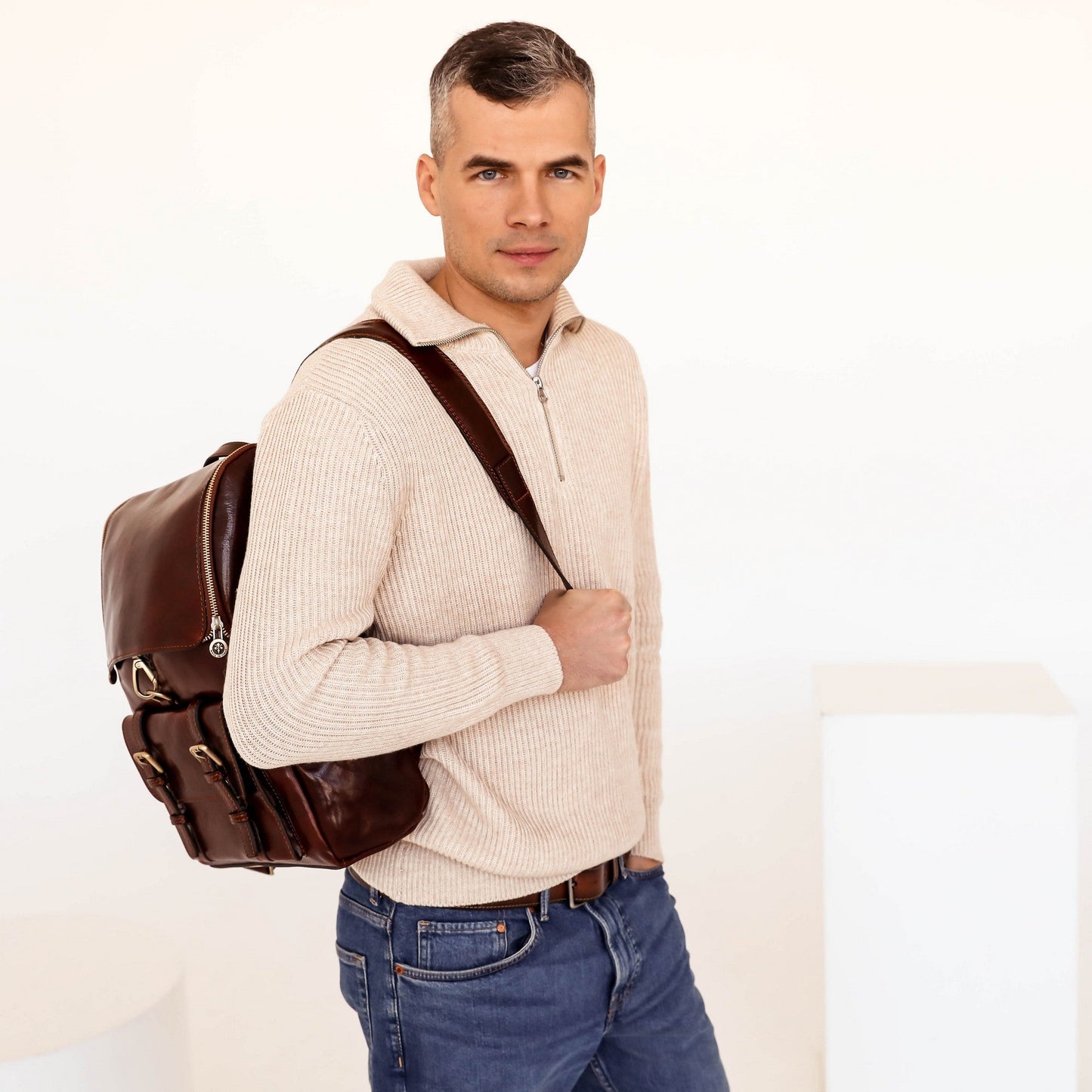 Large Leather Backpack - The Odyssey Backpack Time Resistance