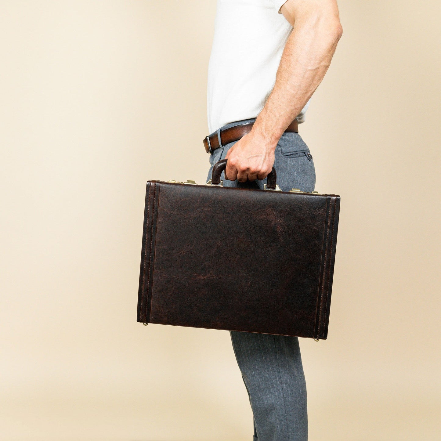 Leather Attaché Case Briefcase - The Rainbow Briefcase Time Resistance