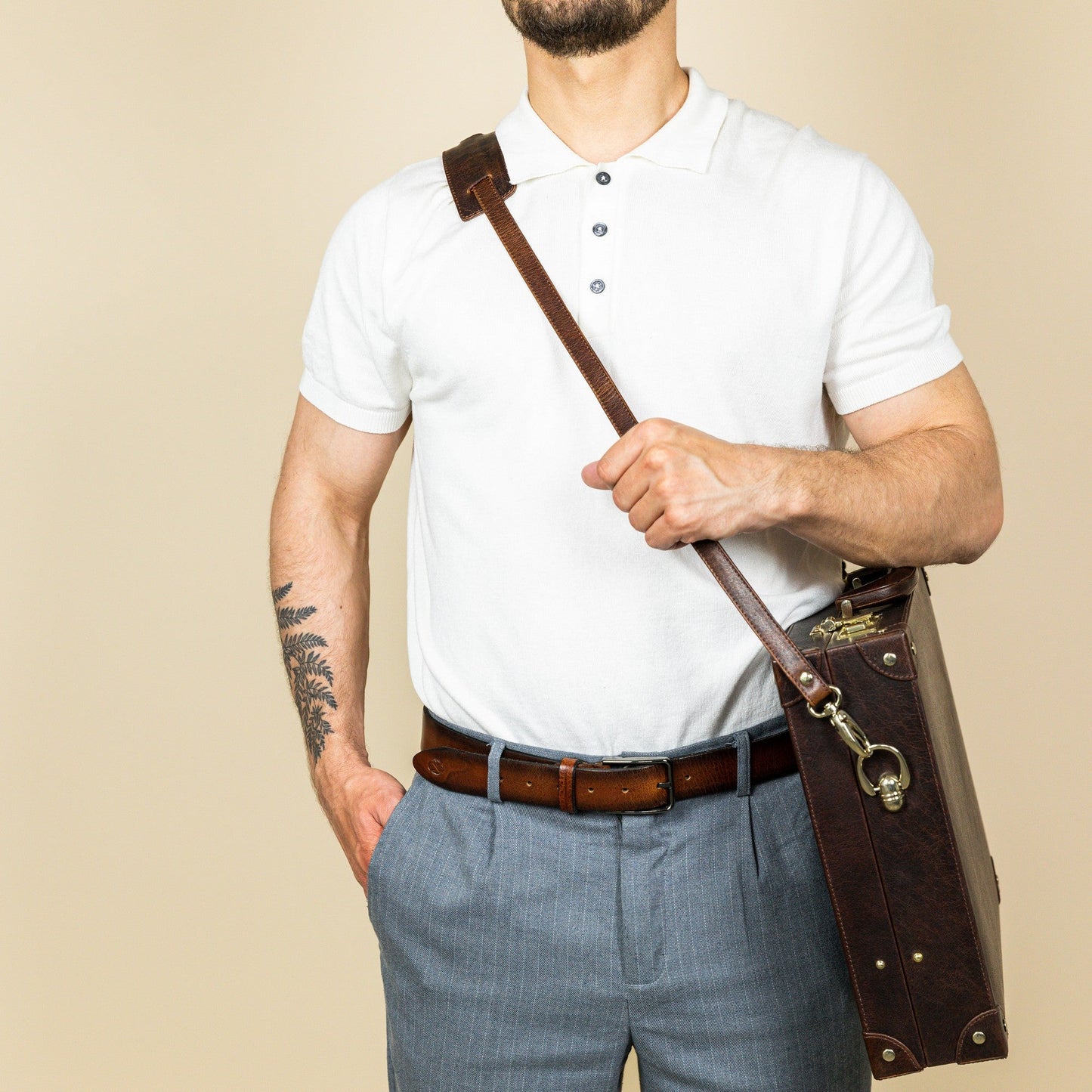 Large Leather Attaché Case Briefcase - Parade's End Briefcase Time Resistance