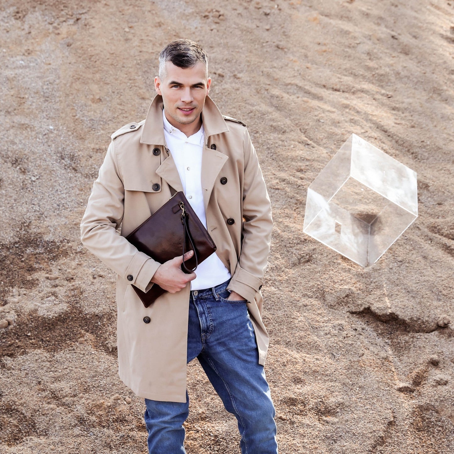 Brown Large Leather Mens Clutch Purse - The Brothers Karamazov Accessories Time Resistance