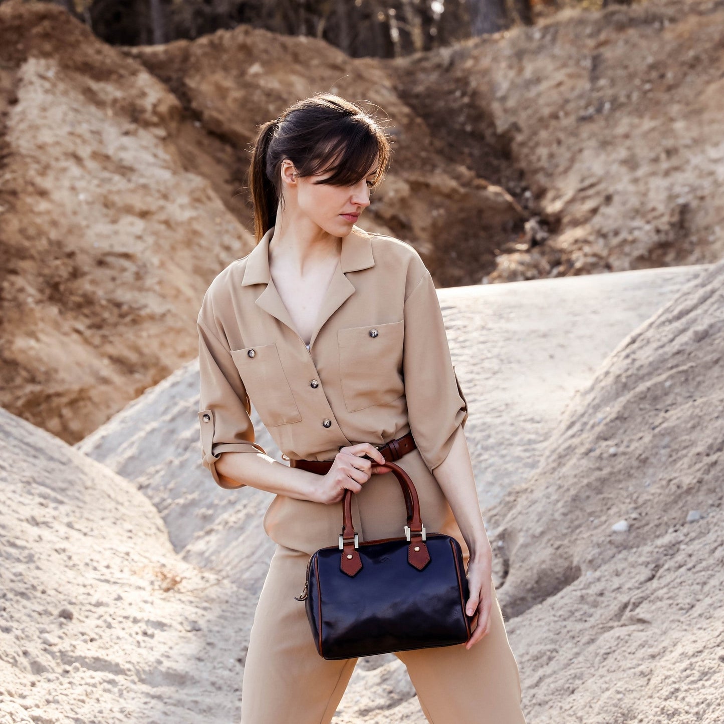Leather Handbag Shoulder Bag - Little Dorrit For Women Time Resistance