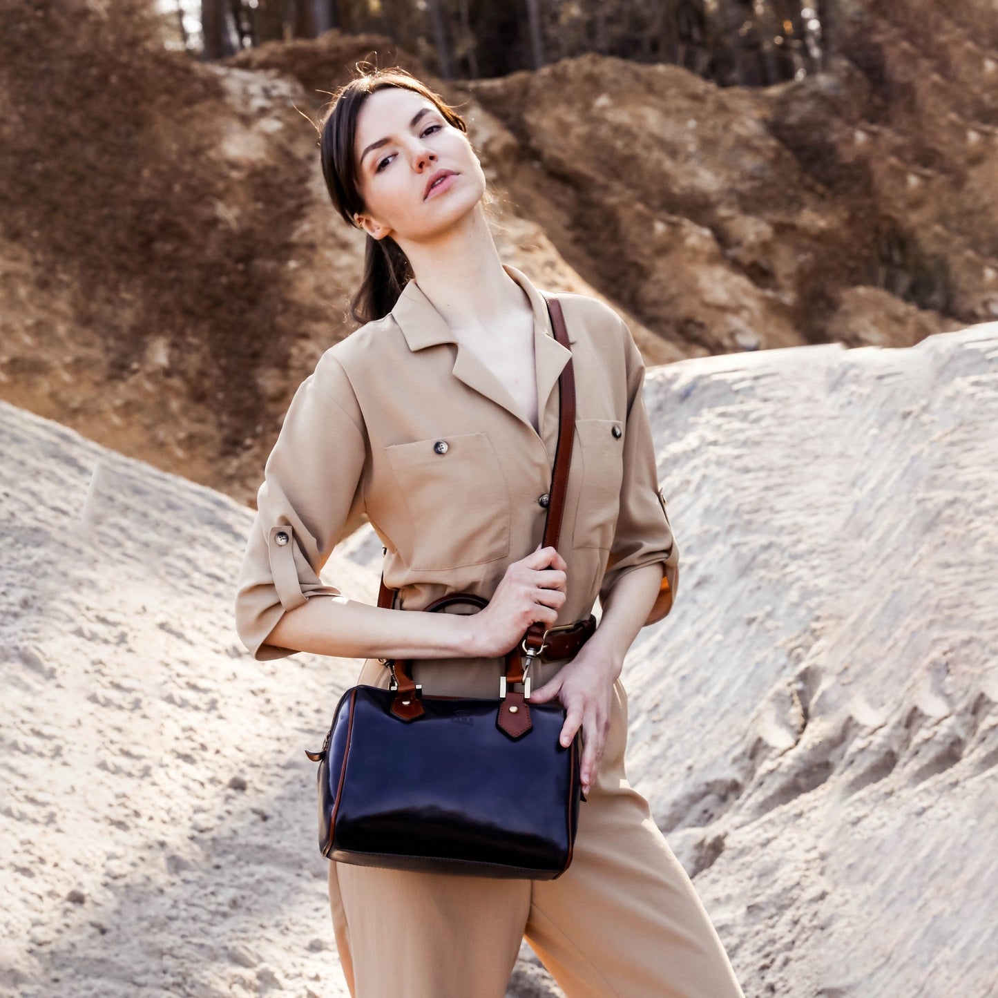 Leather Handbag Shoulder Bag - Little Dorrit For Women Time Resistance