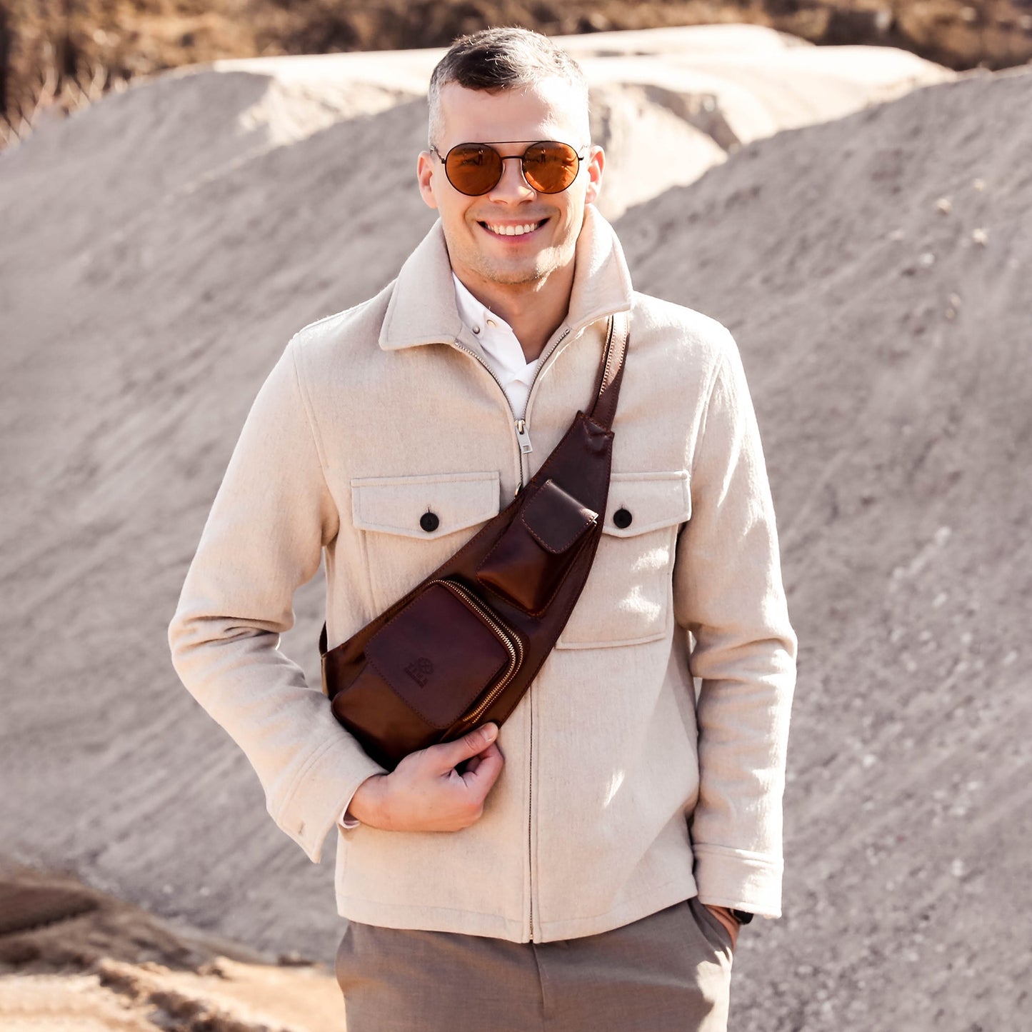 Leather Sling Bag Crossbody Bag - The Monk Time Resistance