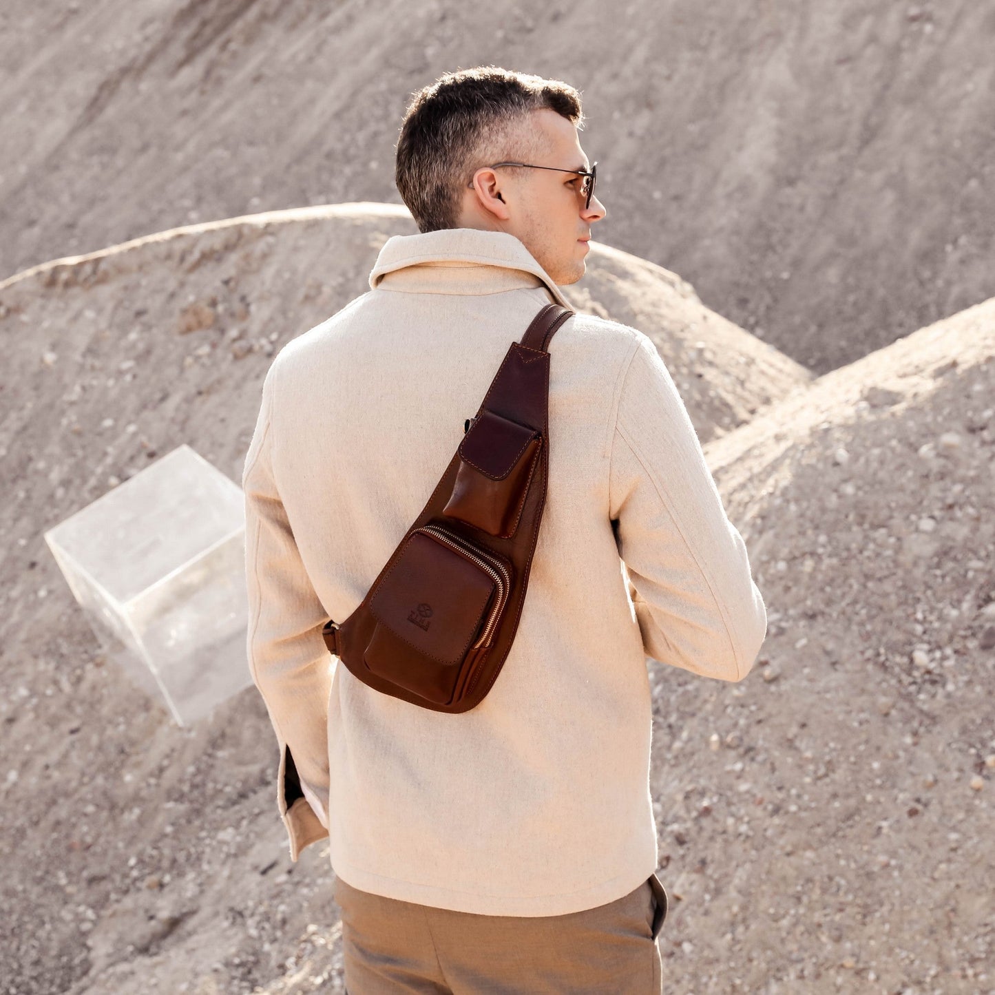 Leather Sling Bag Crossbody Bag - The Monk Time Resistance