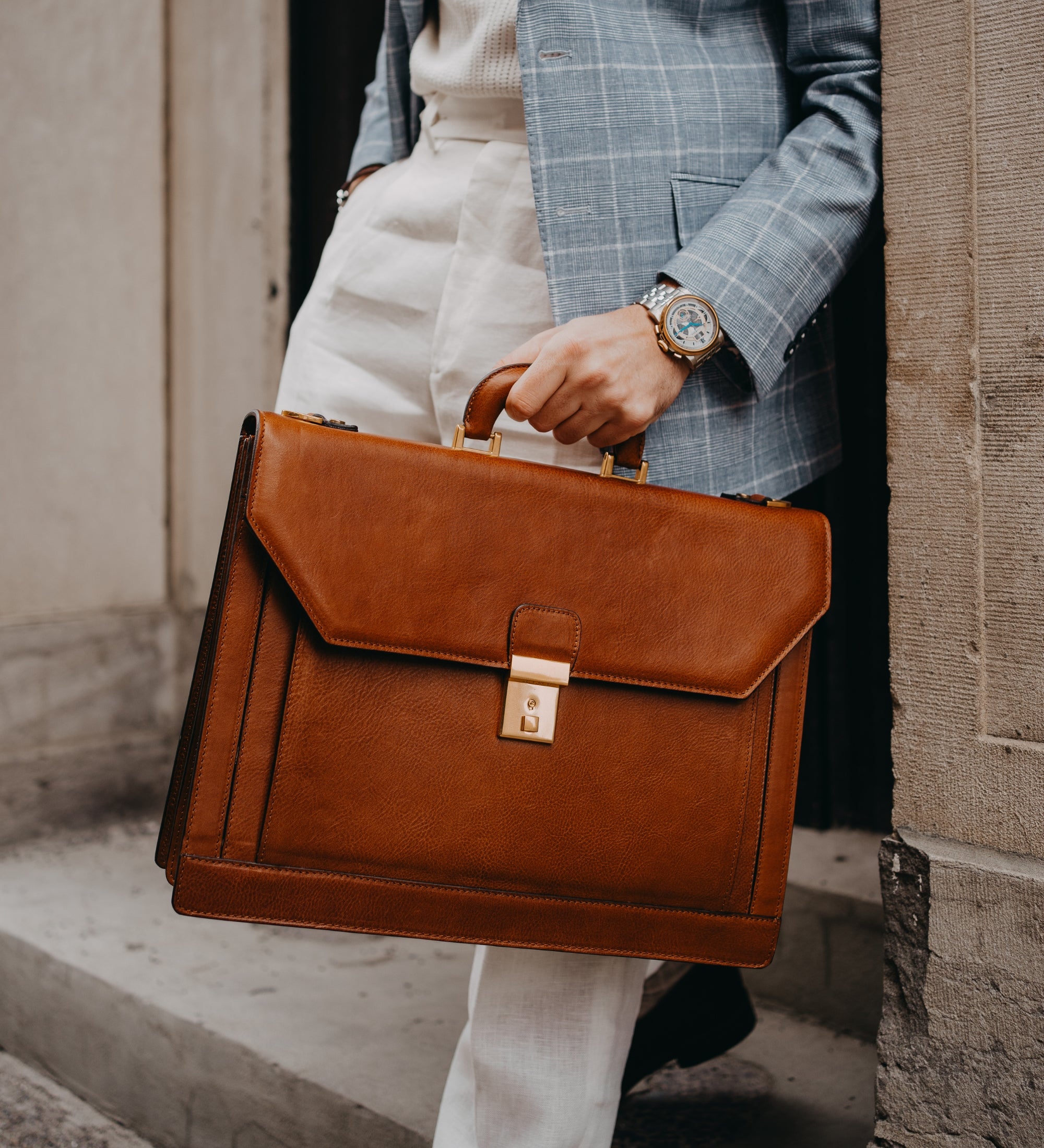 Large Leather Briefcase - Invisible Man