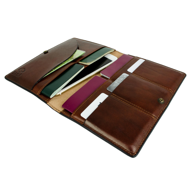 Large Leather Passport Holder - Gulliver's Travels Accessories Time Resistance