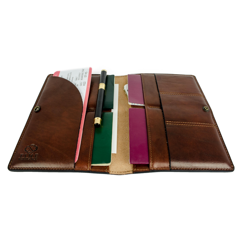 Large Leather Passport Holder - Gulliver's Travels Accessories Time Resistance