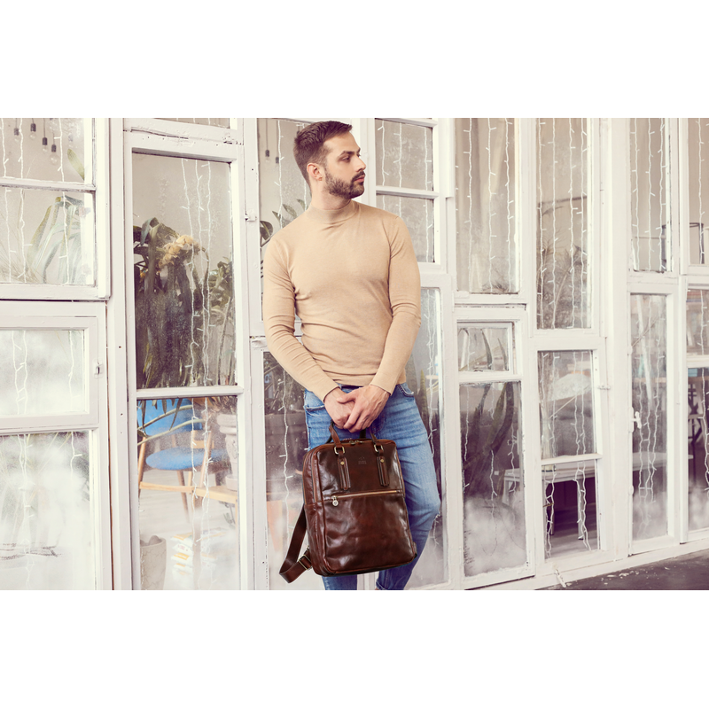 Brown Leather Backpack - Gone with the Wind Backpack Time Resistance