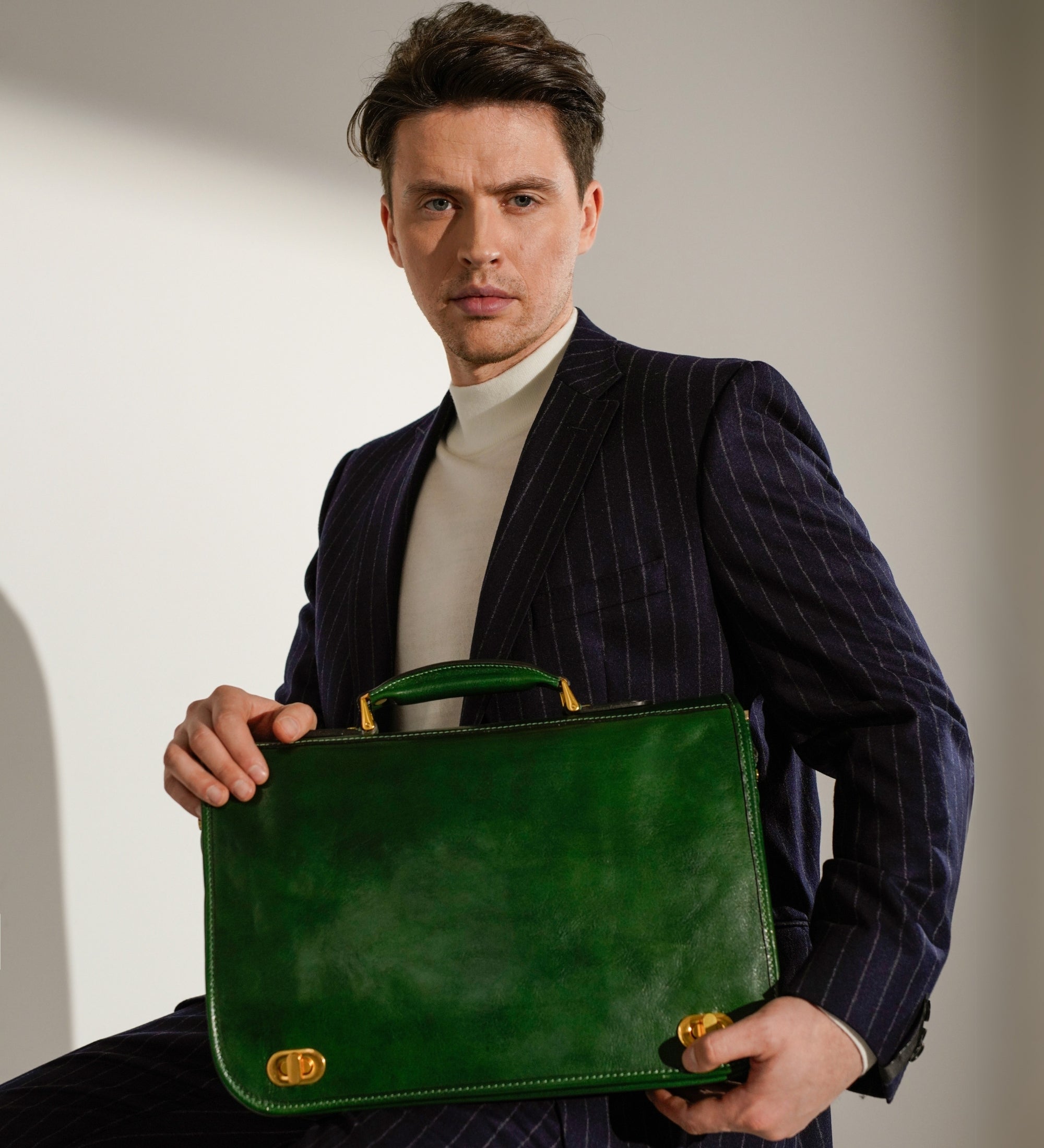 Leather Briefcase Laptop Bag - Illusions