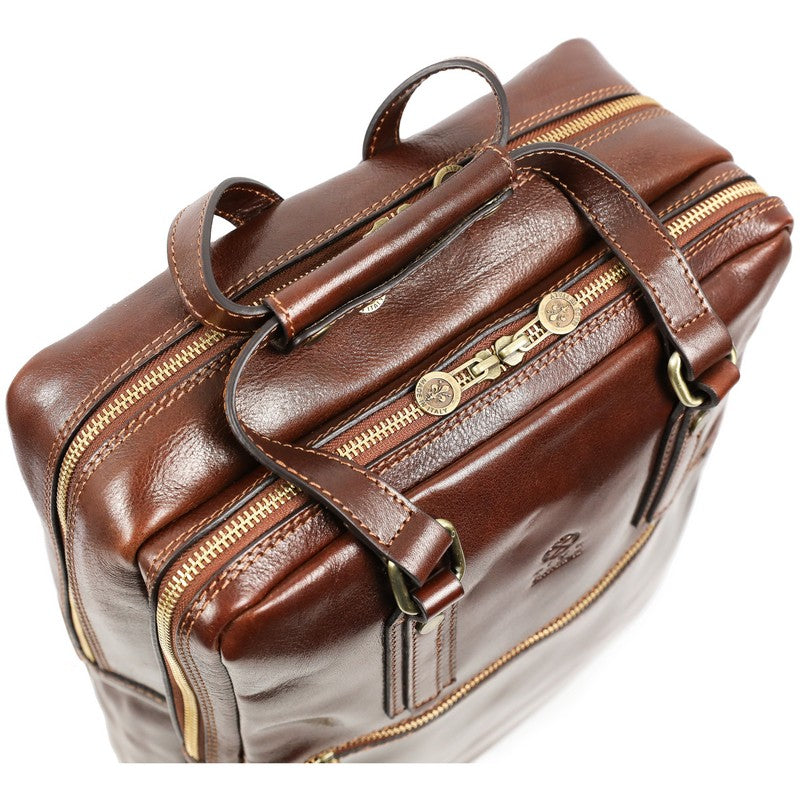 Brown Leather Backpack - Gone with the Wind Backpack Time Resistance