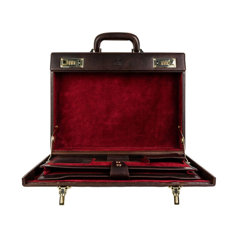 Leather Attaché Case Briefcase - The Golden Bowl