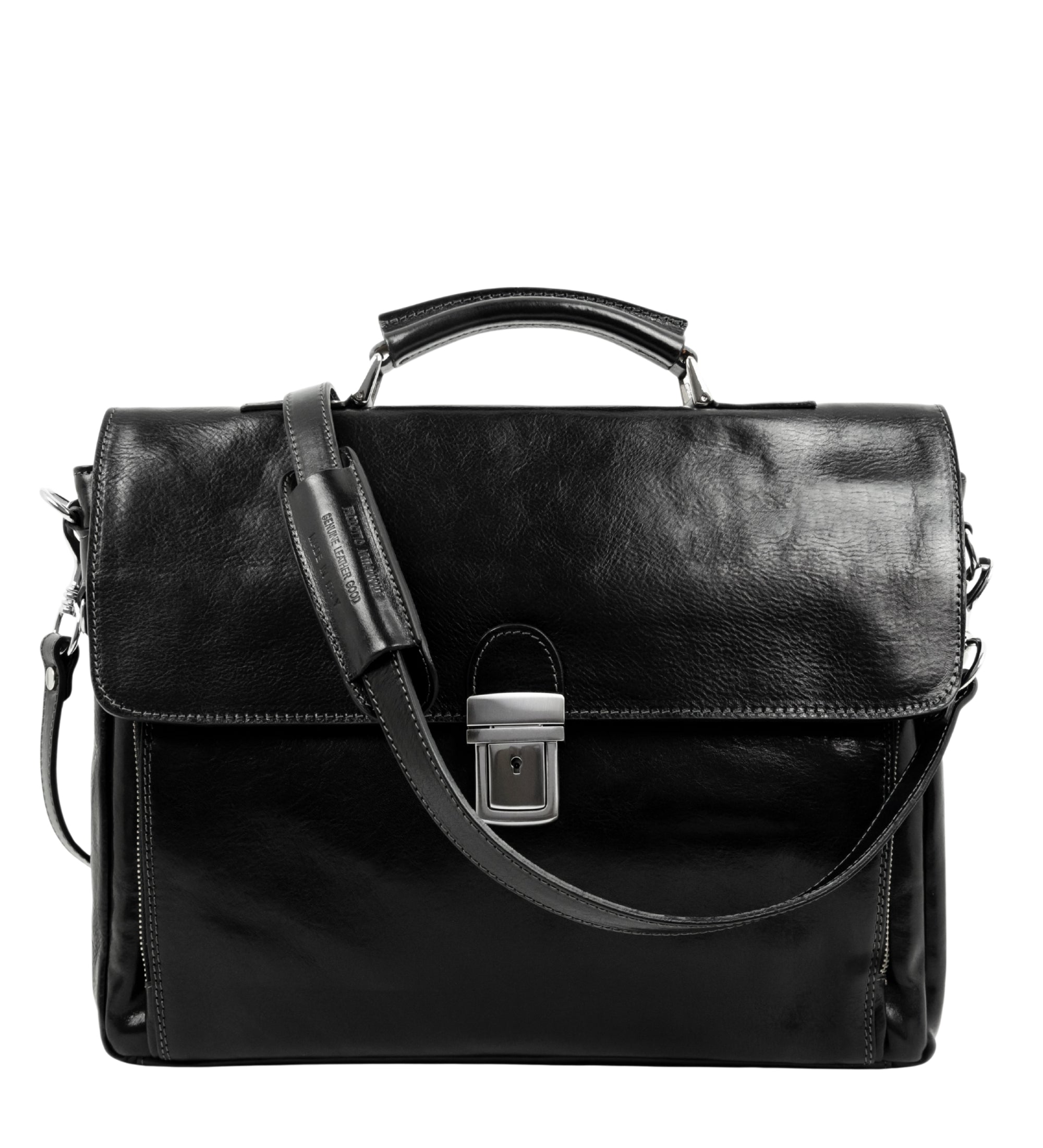 Leather Briefcase Laptop Bag - In Cold Blood