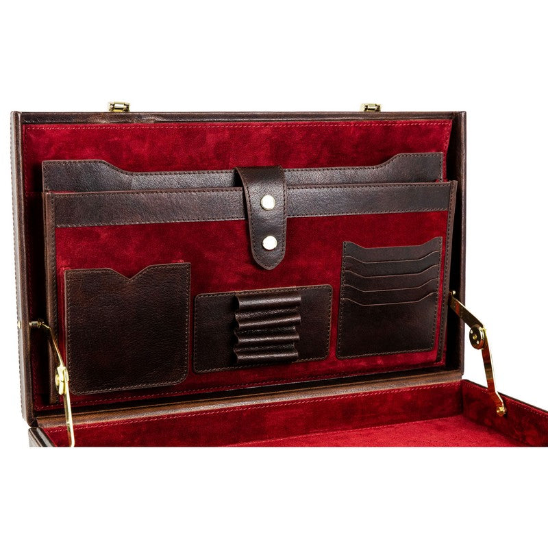 Leather Attaché Case Briefcase - The Golden Bowl