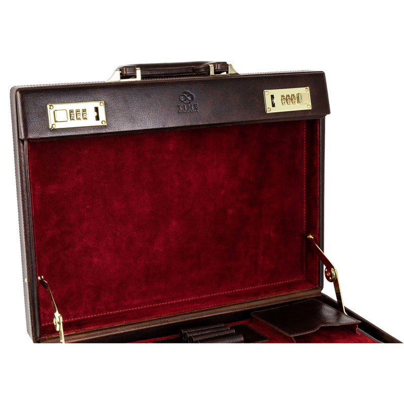Leather Attaché Case Briefcase - The Golden Bowl