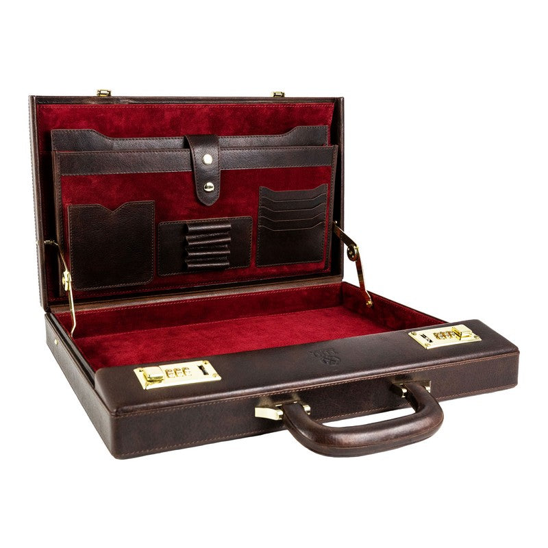 Leather Attaché Case Briefcase - The Golden Bowl