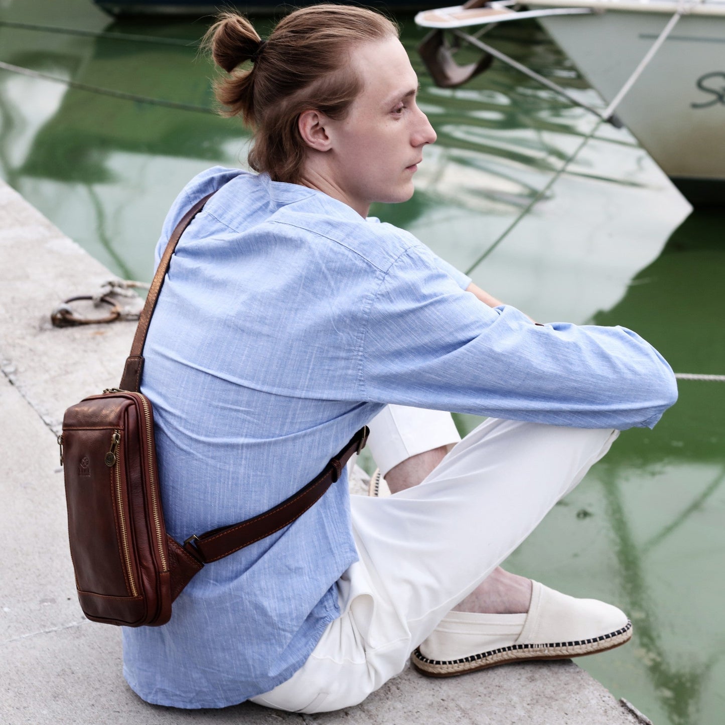 Leather Sling Bag Chest Bag - Kim Accessories Time Resistance