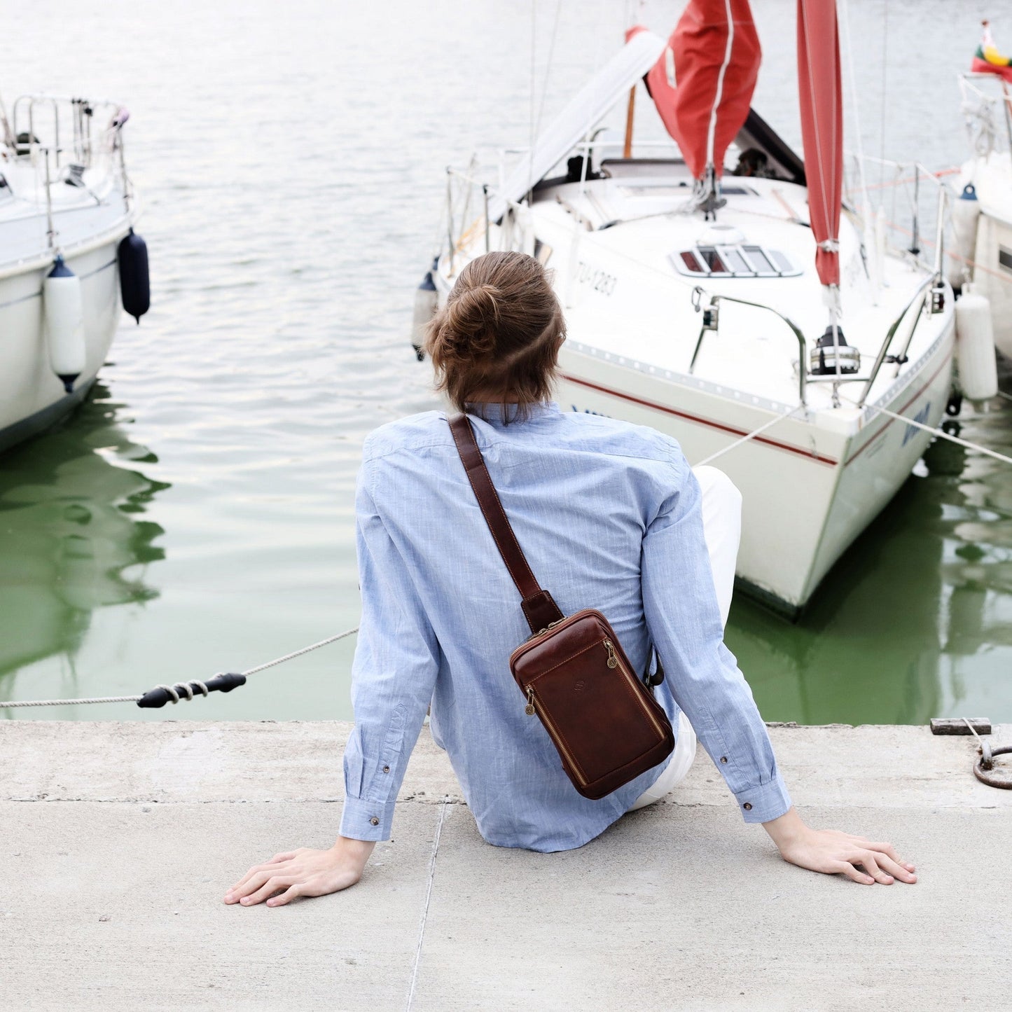 Leather Sling Bag Chest Bag - Kim Accessories Time Resistance