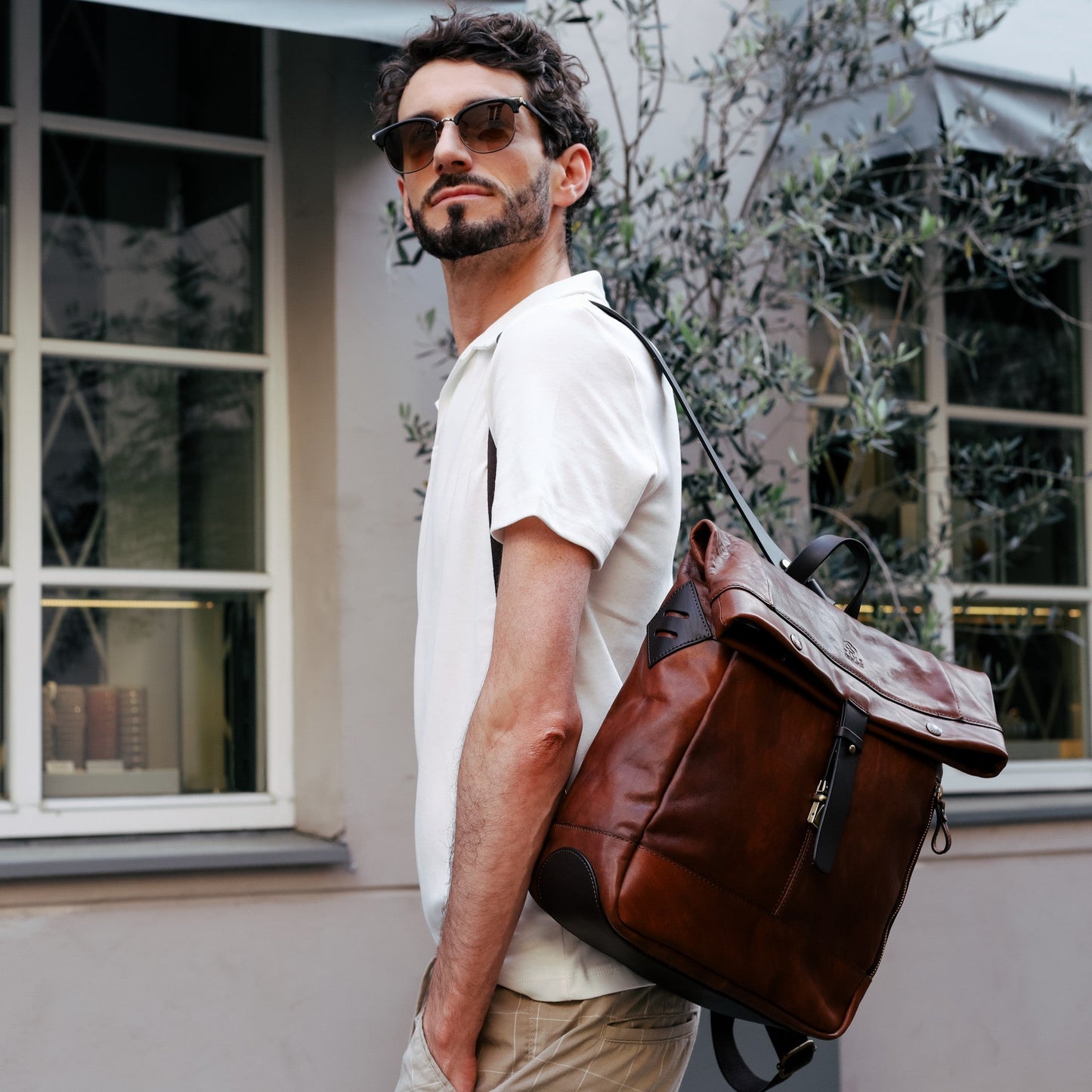 Leather Roll-Top Backpack - The Secret History Backpack Time Resistance