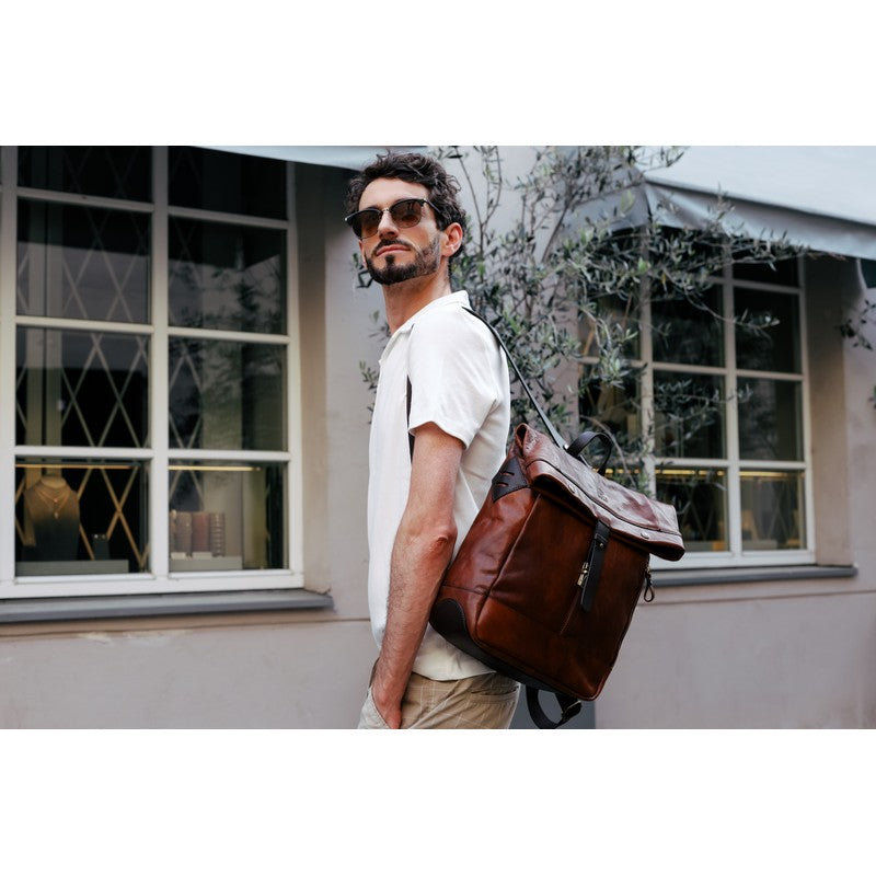Leather Roll-Top Backpack - The Secret History Backpack Time Resistance