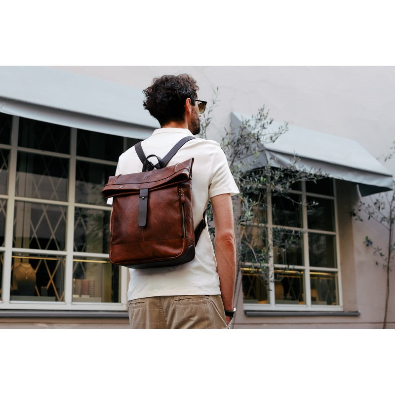 Leather Roll-Top Backpack - The Secret History Backpack Time Resistance