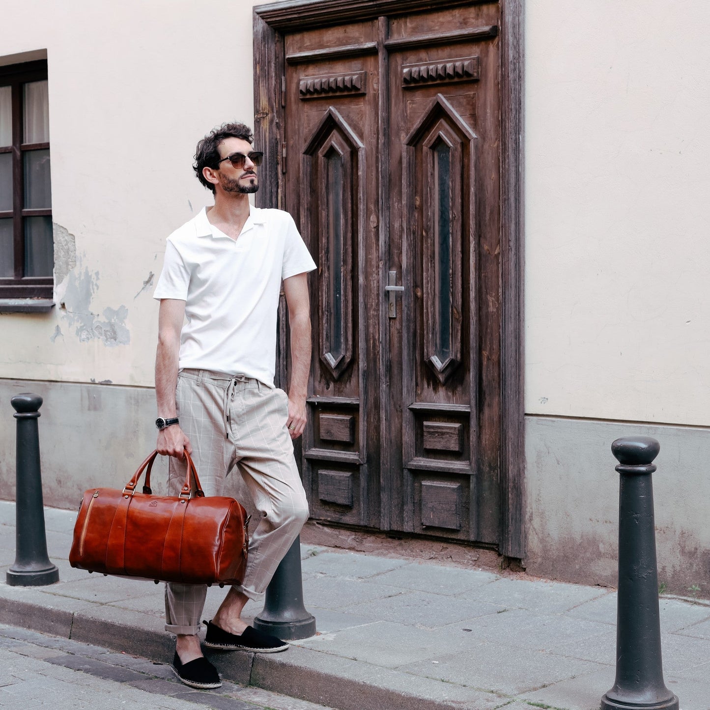 Leather Duffel Bag - Wise Children Duffel Bag Time Resistance