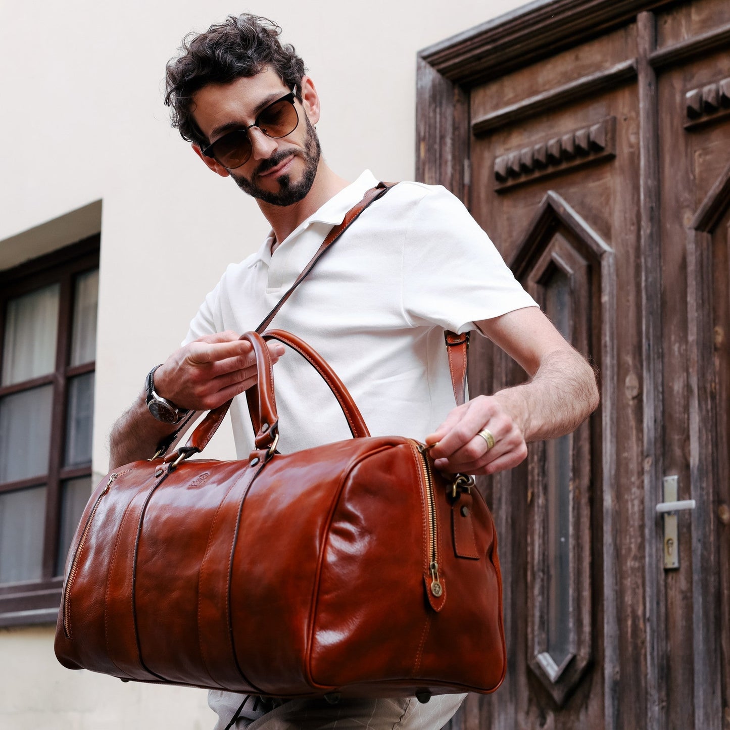 Leather Duffel Bag - Wise Children Duffel Bag Time Resistance