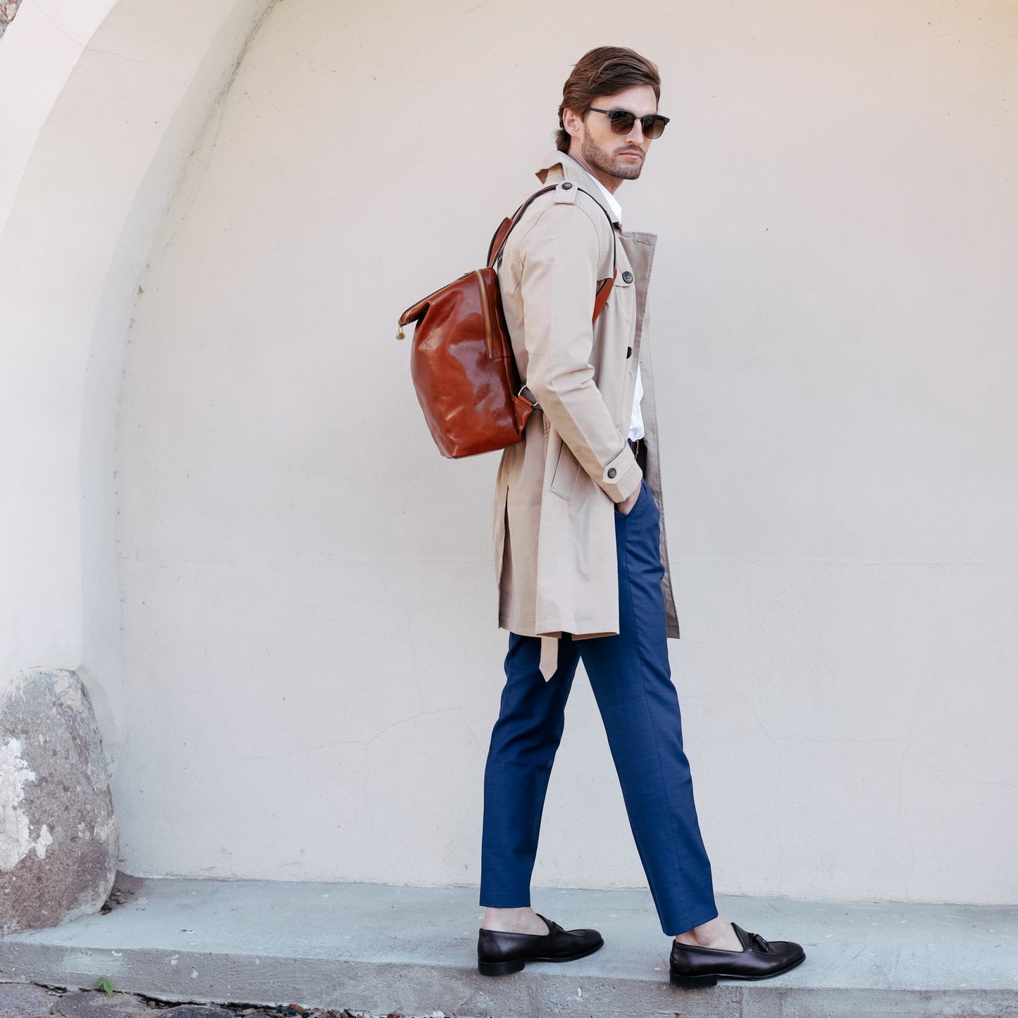 Leather Backpack - A Bend in the River Backpack Time Resistance