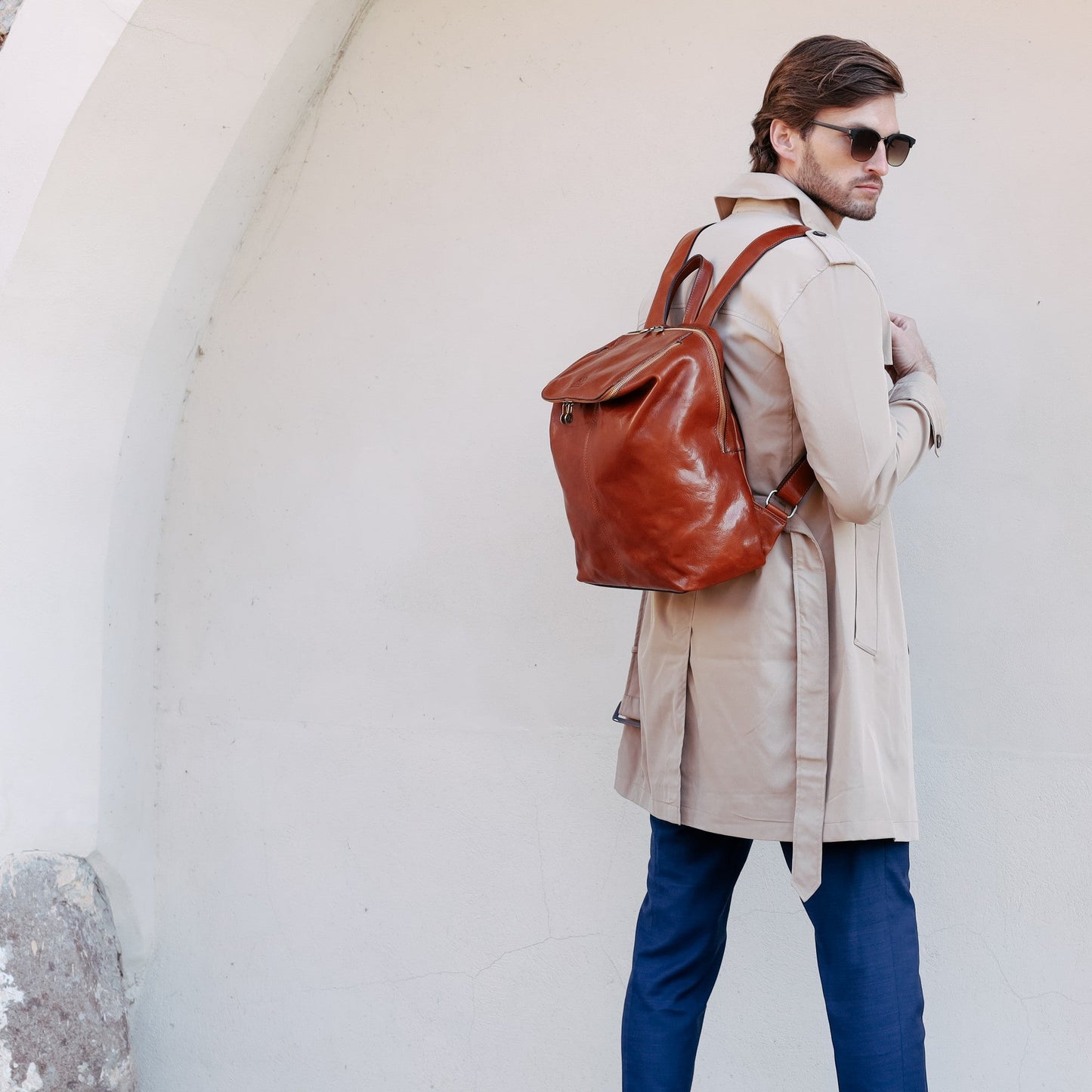 Leather Backpack - A Bend in the River Backpack Time Resistance