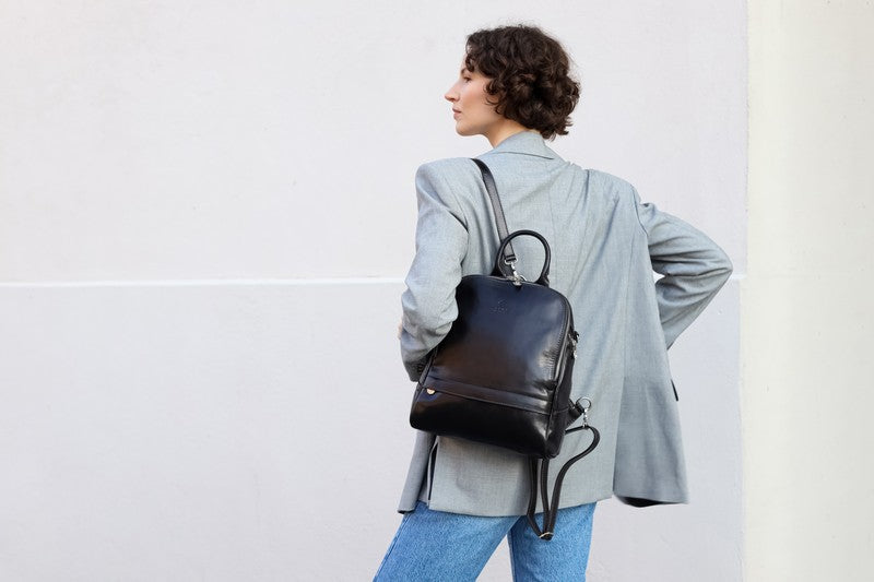 Womens Leather Backpack Convertible Bag - Regeneration