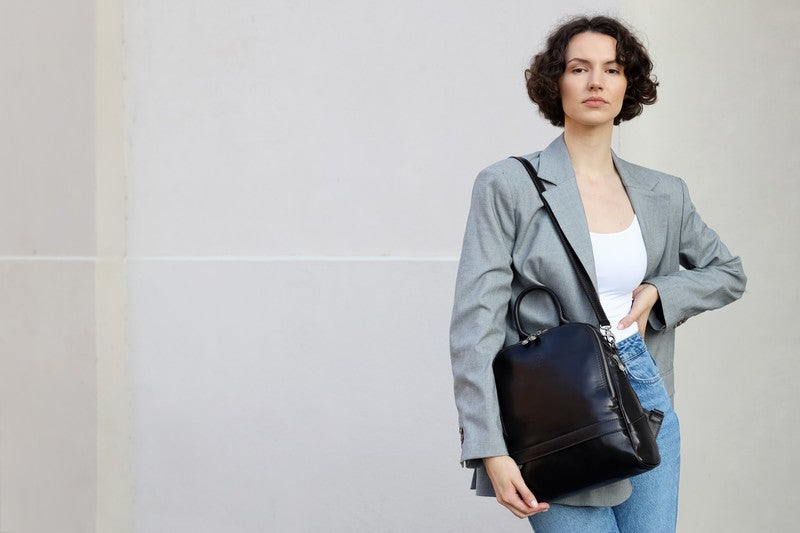 Womens Leather Backpack Convertible Bag - Regeneration