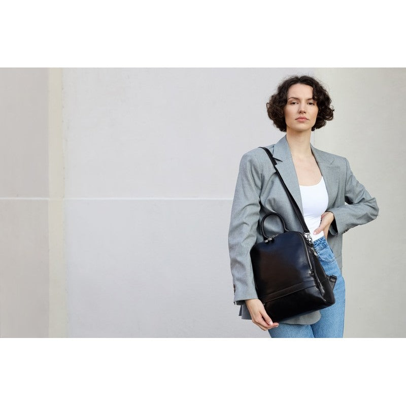 Womens Leather Backpack Convertible Bag - Regeneration