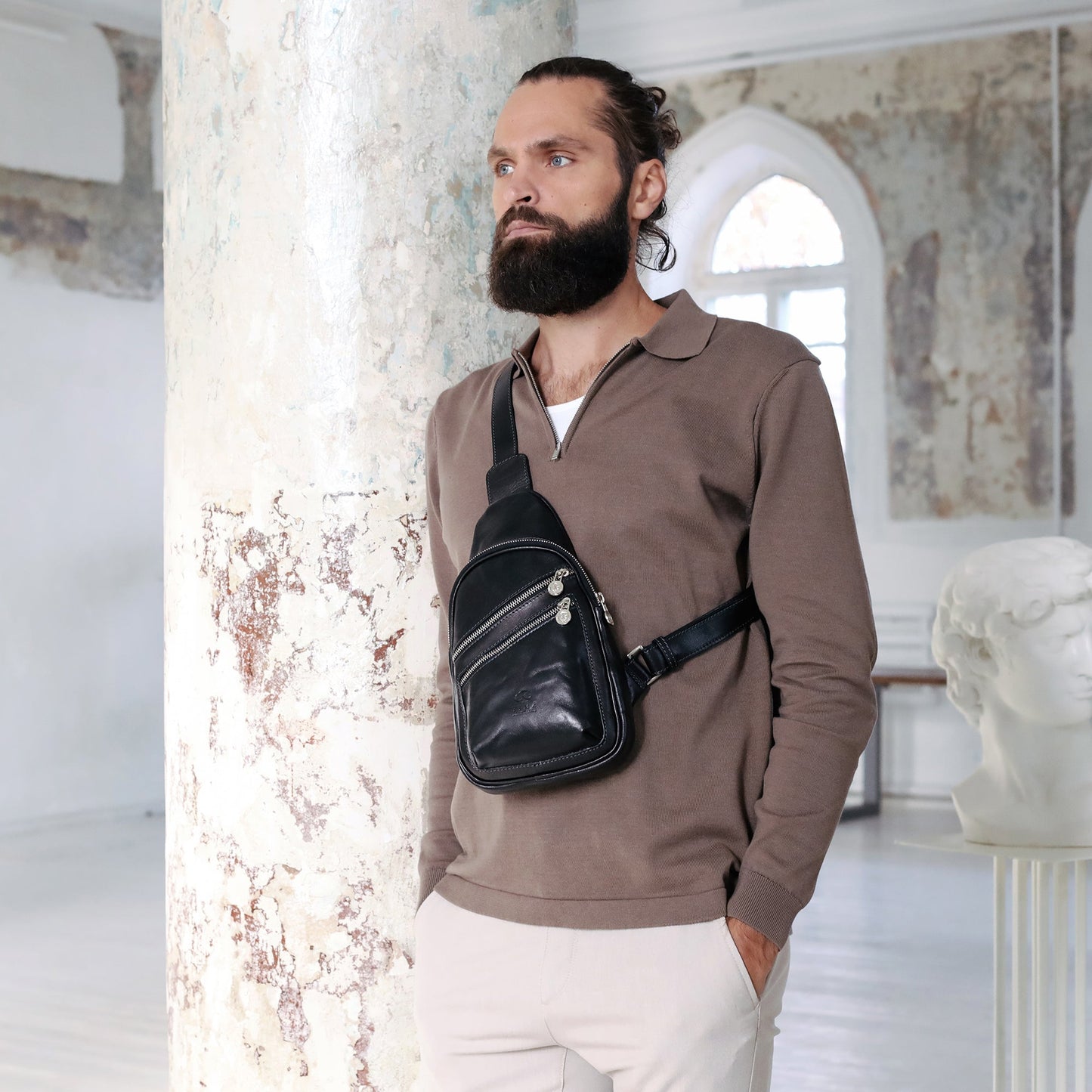 Leather Cross Body Bag Sling Bag - Catch-22 Accessories Time Resistance