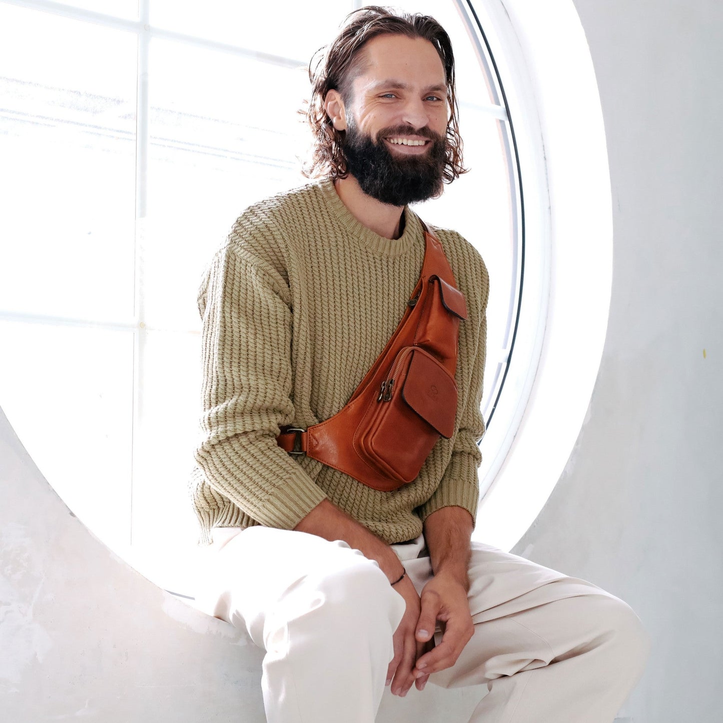 Leather Sling Bag Crossbody Bag - The Monk Time Resistance