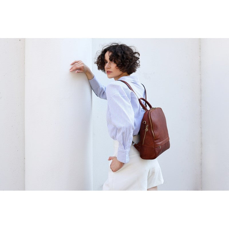 Womens Leather Backpack Convertible Bag - Regeneration